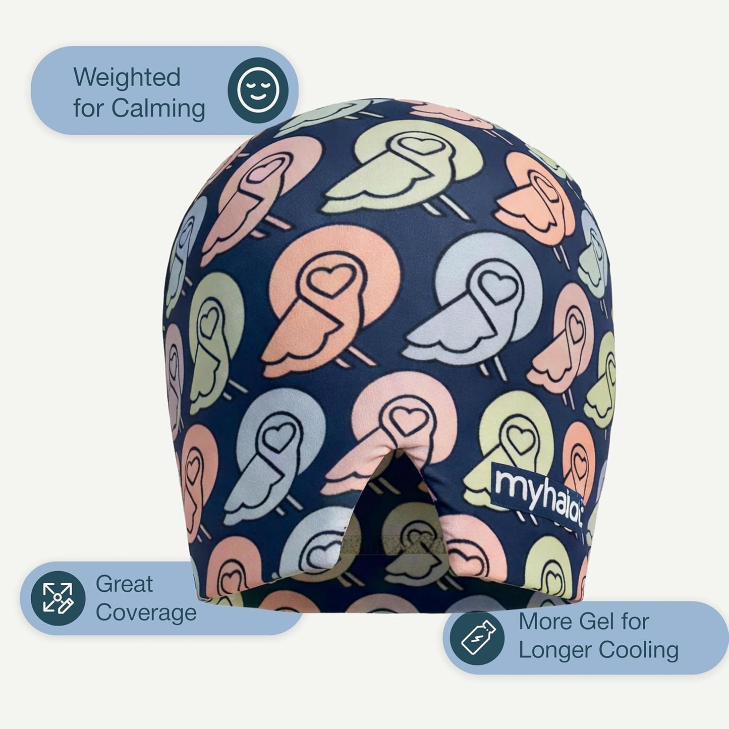 Myhalos® Migraine Relief Cap, Ice Hat for Migraines, Headache Relief Cap, 30% More Gel, Hot & Cold Therapy Head Ice Pack, Cooling Headache Hat, Tension Wrap, Hangover Cap, Ice Face Mask, FSA|HSA