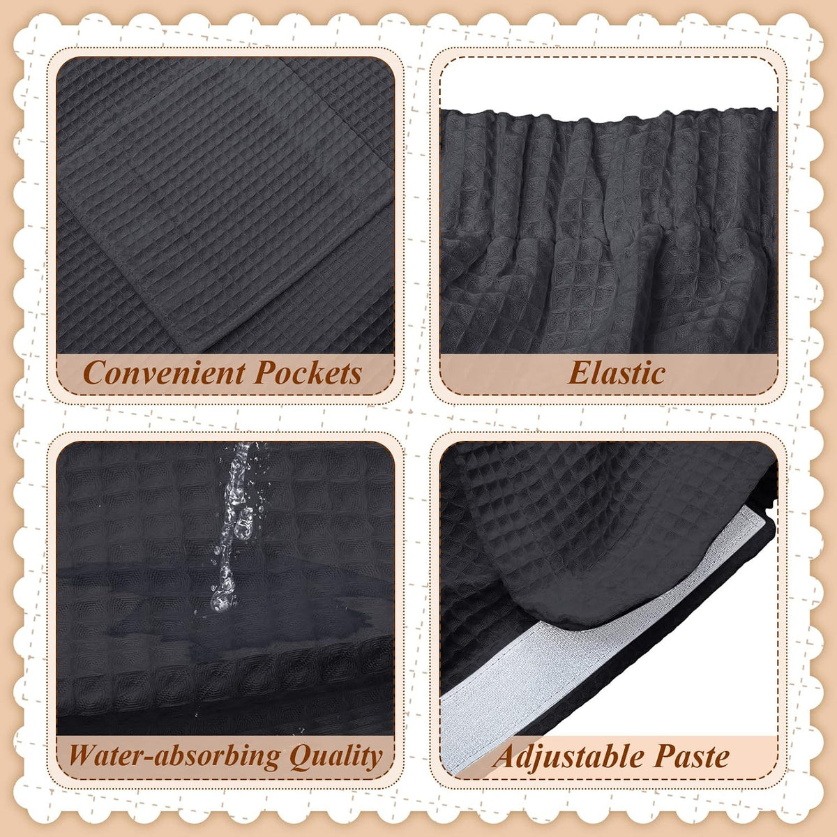 Hercicy 2 Pcs Waffle Spa Robe, Esthetician Supplies One Size Black