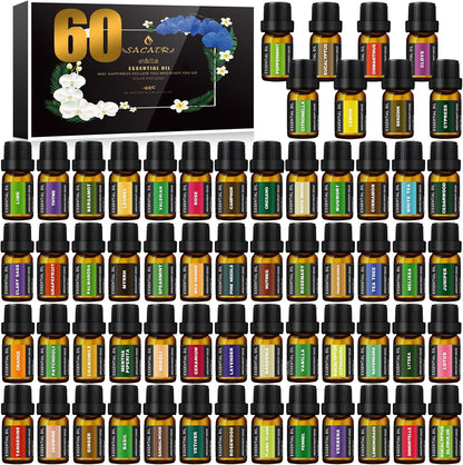 SACATR 36 Pcs Natural Essential Oil Sets,Essential Oils for Diffuser, Humidifiers, Skin Care, Massage, Fragrance Oil Scent for DIY Candle and Soap Making, Gift for Friends (36 * 5ML)