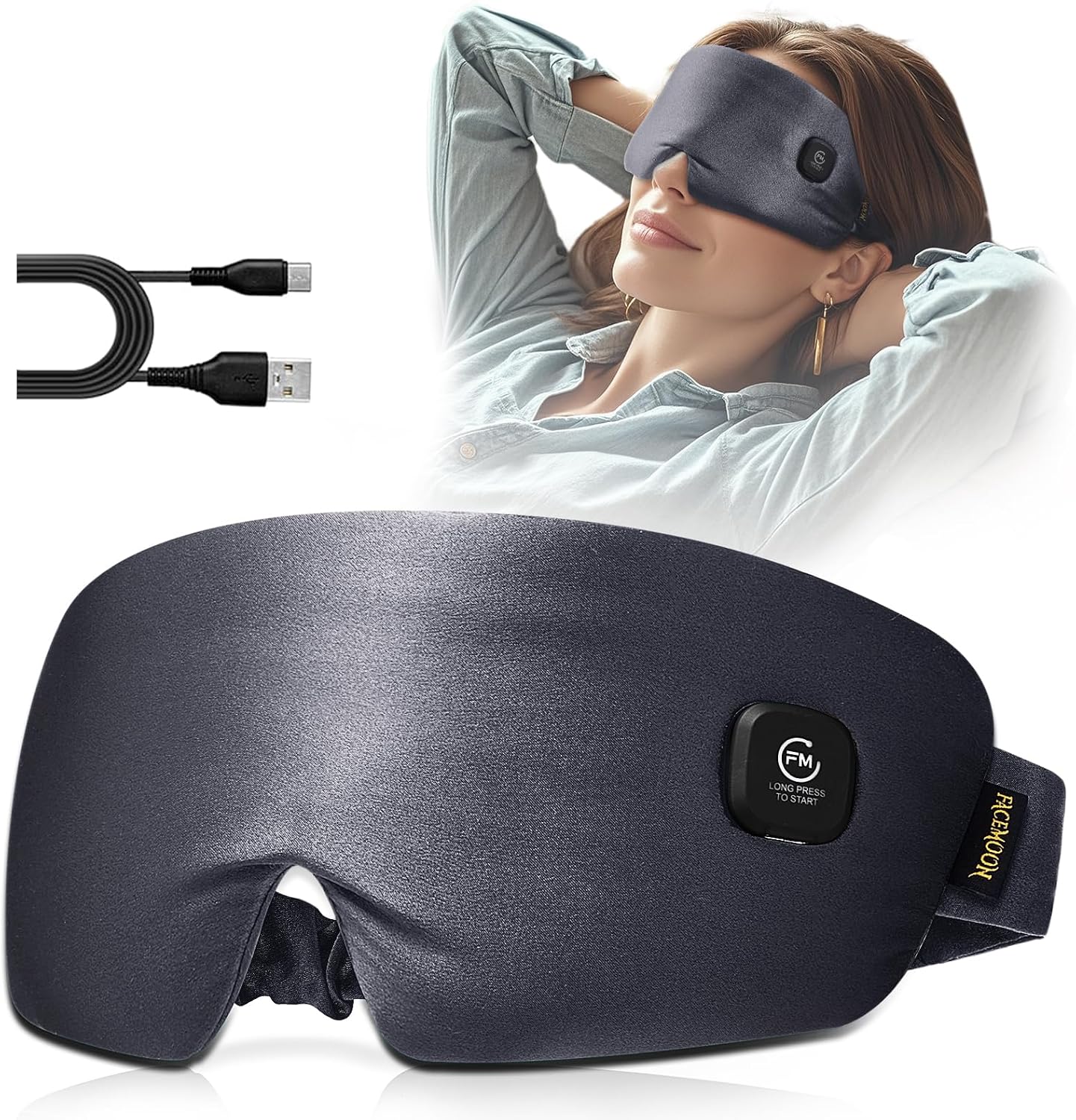 Heated Eye Mask for Dry Eyes - Silk Cordless Warm Eye Compress Moist Heat, FSA Eligible, Eye Heating Pad for Stye Treatment, Tired Eyes, Sleep, Travel, Washable, Rechargeable, Blue