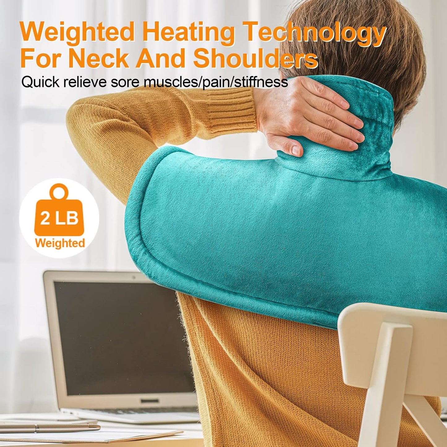 Heating Pad for Neck and Shoulders and Back, Mothers Day Gifts for Mom Wife Grandma, Birthday Gifts for Women, Weighted Neck Heating Pads, Large Heat Pad, 6 Heat Settings 4 Auto-Off, 17"x23" Blue