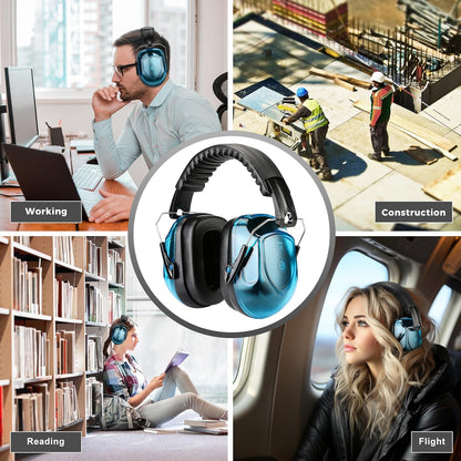 ProCase NRR 28dB Noise Reduction Ear Muffs, Foldable Adjustable Passive Noise Cancelling Headphones for Adults Kids Autism, Hearing Protection for Shooting, Construction, Mowing, Studying -Black - Colors B