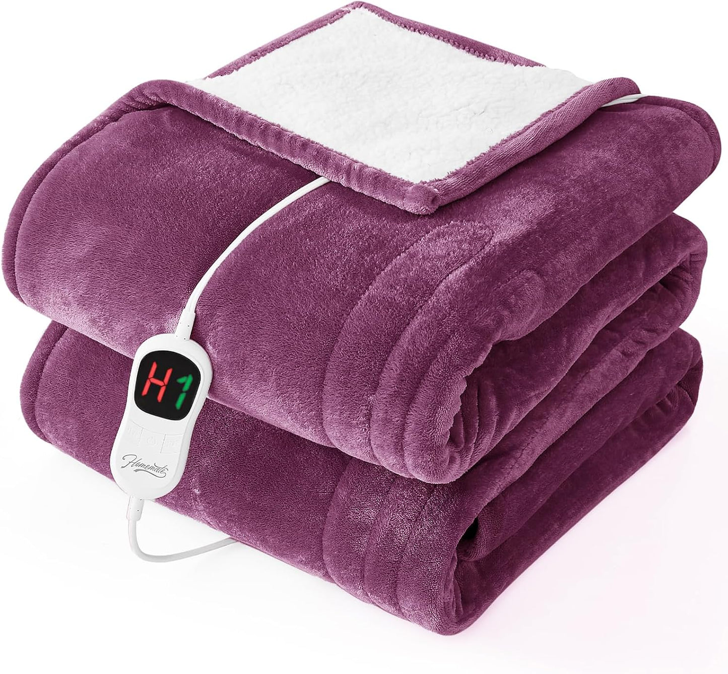 Homemate Electric Heated Blanket Twin - 62"x84" Heating Bed Blankets Throw with 10 Heating Levels 8 Hours Auto Off Fast Heating Over-Heated Protection Ultra Soft Warm Flannel ETL Certified Grey - Colors A