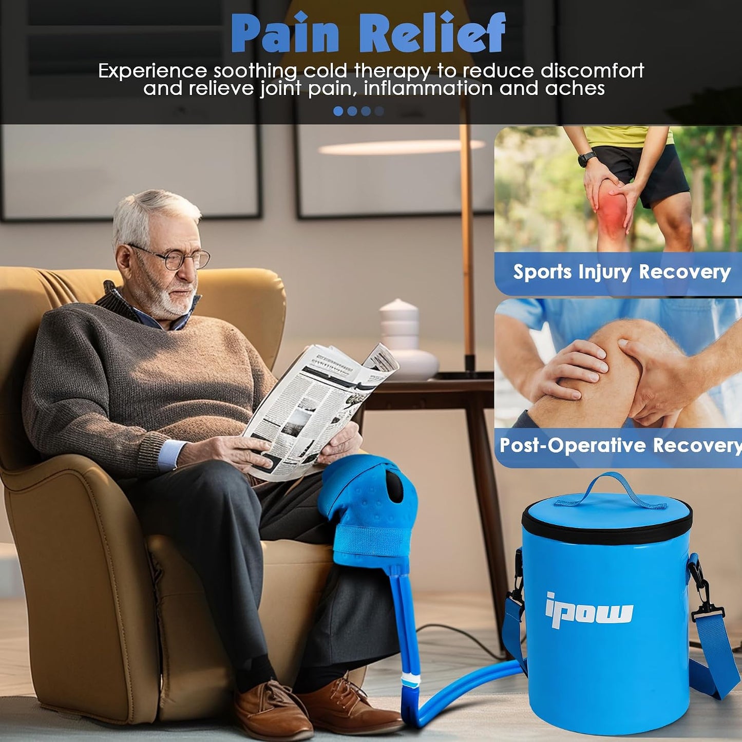 Ice Machine for Shoulder After Surgery, Portable Cold Therapy Machine for Shoulder, Ice Therapy for Recovery, Ideal for Sport Injuries, Pains Relief, Strain & Stiffness, Sprain Swelling