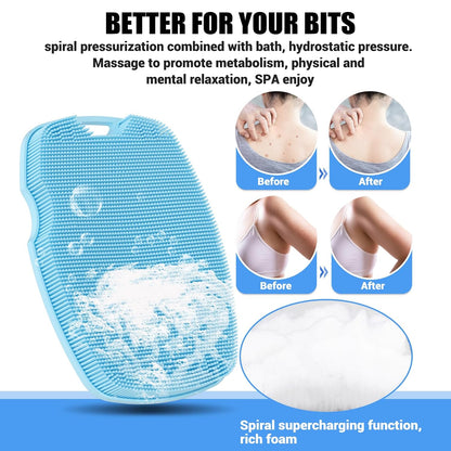 Canroom Silicone Body Scrubber - Zinc Infused-Highly Elastic Bristles Exfoliating Body Scrubber for Shower Body,Cellulite Reduction,Blood Circulation- Black