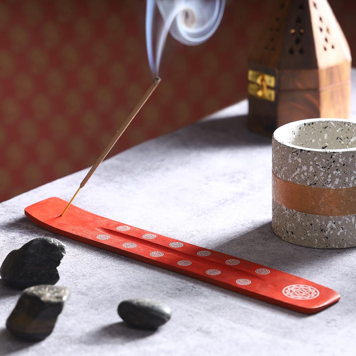 Bless-International Traditional-Handmade-Burner Wooden-Incense-Stick-Holder Ash-Catcher-Stand for-Aromatherapy-Meditation-Yoga (Incense Holder 10 inch(2 pcs))