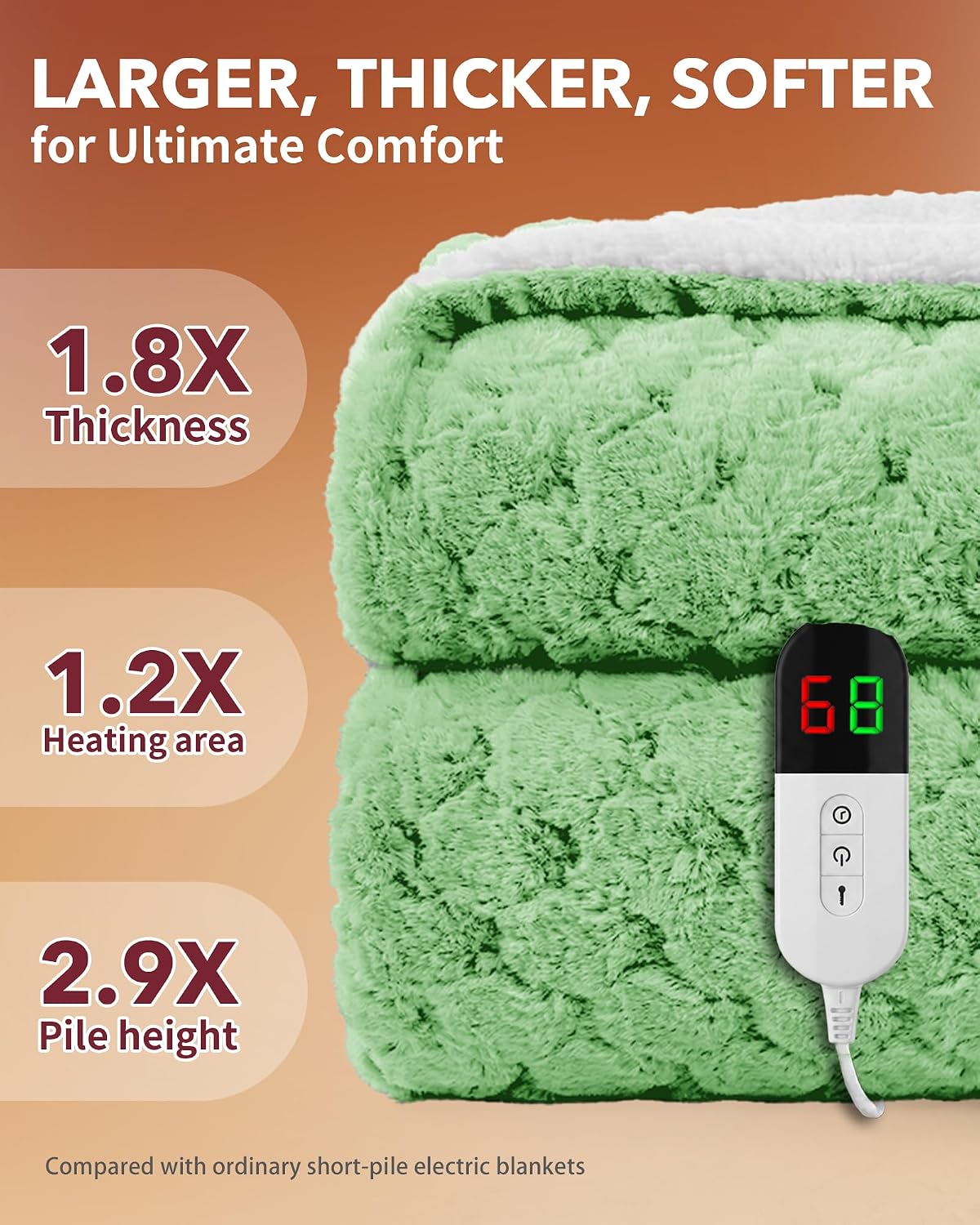 Homemate Electric Heated Blanket Twin - 62"x84" Heating Bed Blankets Throw with 10 Heating Levels 8 Hours Auto Off Fast Heating Over-Heated Protection Ultra Soft Warm Flannel ETL Certified Grey - Colors B