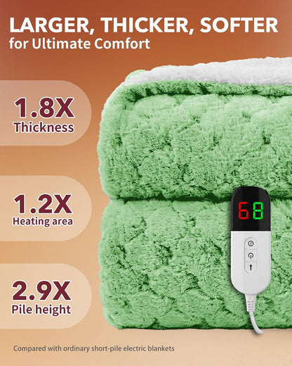 Homemate Electric Heated Blanket Twin - 62"x84" Heating Bed Blankets Throw with 10 Heating Levels 8 Hours Auto Off Fast Heating Over-Heated Protection Ultra Soft Warm Flannel ETL Certified Grey - Colors B
