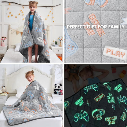 yescool Weighted Lap Pad 2 Pounds Weighted Lap Blanket, Space Plane Small Weighted Blanket, Weighted Throw Blanket Gifts for Travel Indoor Outdoor, 20"x30"