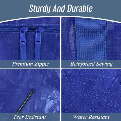 Extra Heavy Duty Large Moving Bags with Strong Zipper, Dark Blue