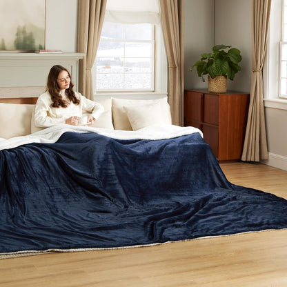 Bedsure GentleSoft Sherpa Fleece Throw Blanket for Couch, Non-Heated, Thick & Warm Cozy Blanket for Winter, Soft Fuzzy Plush Throw Gifts for Women and Men, Grey, 50x60 Inches