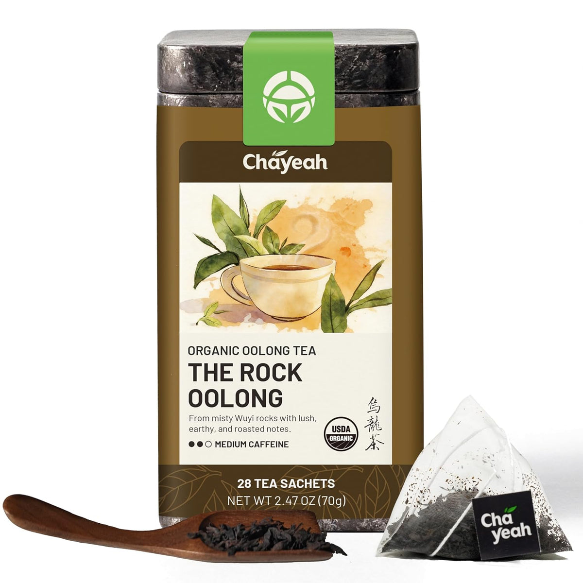 CHAYEAH, The Rock Oolong, USDA Organic, Whole Leaf Tea Sachets, 30 Count