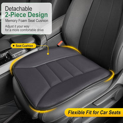 kingphenix Car Seat Cushion with 1.2inch Comfort Memory Foam, Seat Cushion for Car and Office Chair (Black)