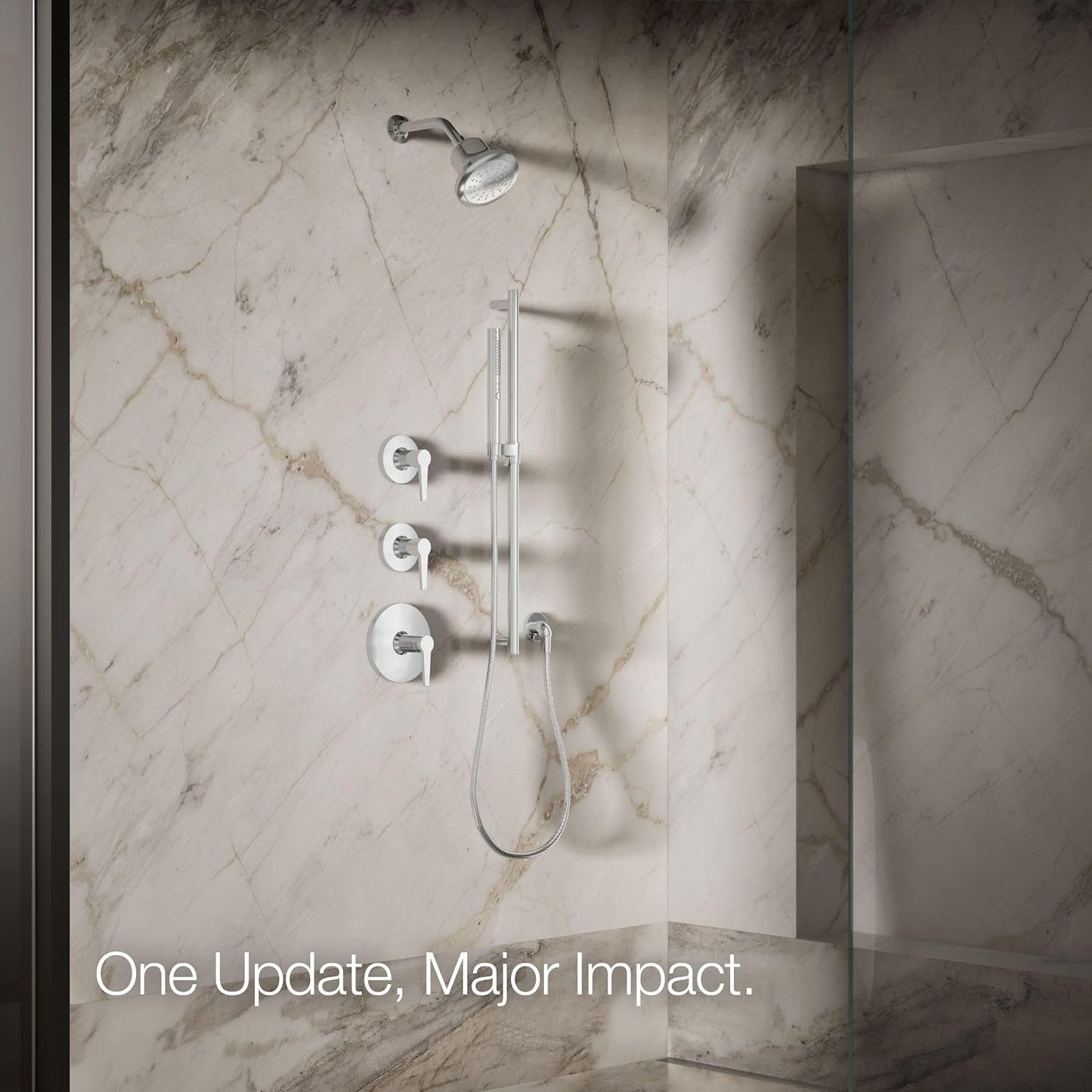 KOHLER 33631-Y-BN Cinq Round Single-Function Filtered Showerhead, Five-Layer Filtration, 2.5 GPM, Full Coverage Spray, Premium Durable Material, Vibrant Brushed Nickel