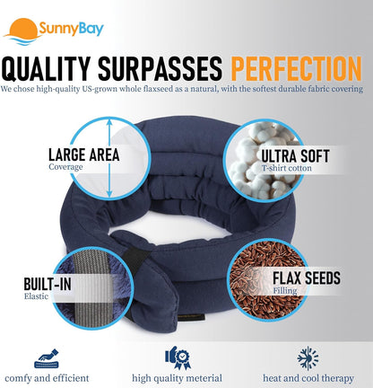 SunnyBay Microwave Heating Pad, Microwavable Heated Neck and Shoulder Wrap, Hands-Free Weighted Moist Hot or Cool Pack, Soft Fleece Cover and Flaxseed Filling, 26 Inch Length, Made in USA, Navy