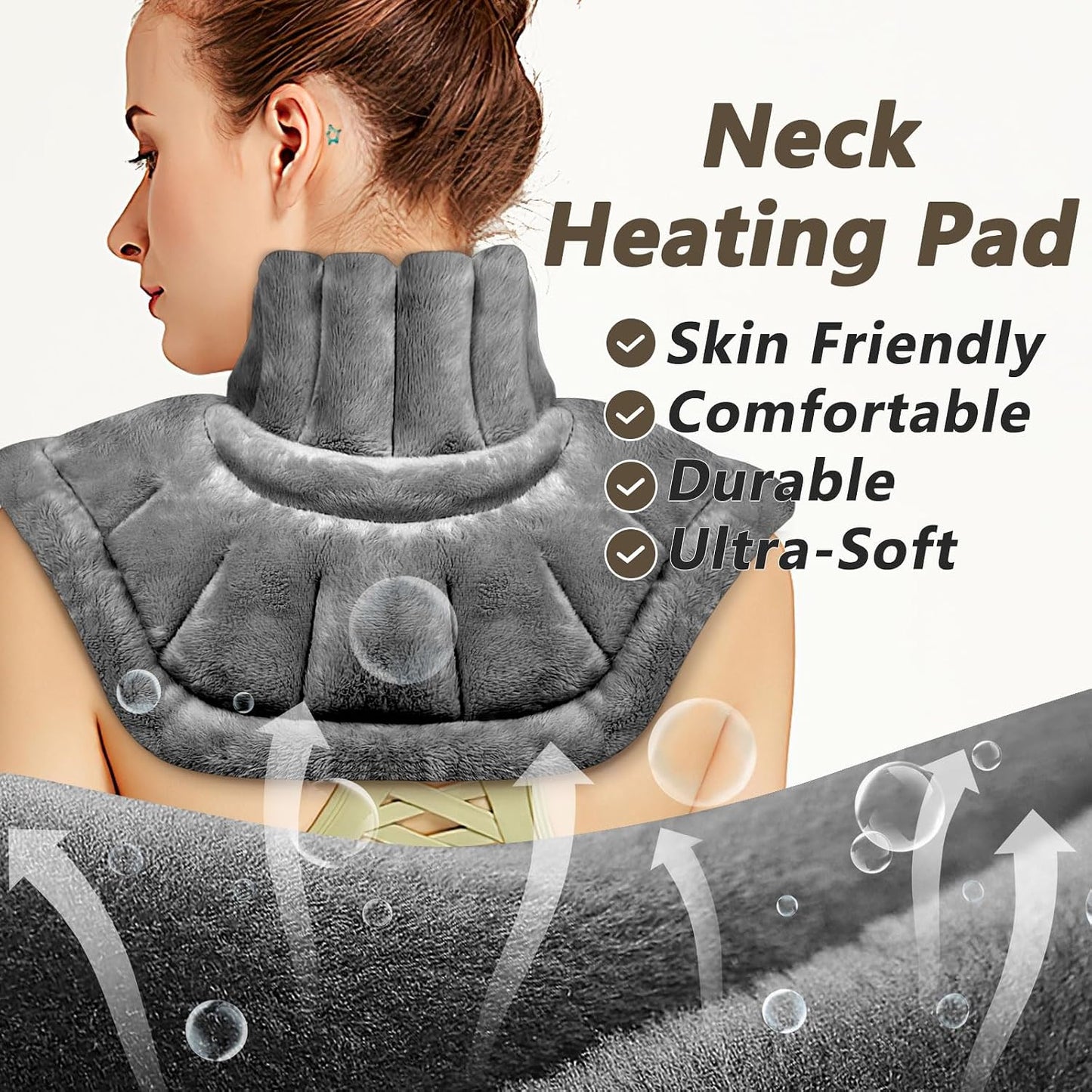 AiricePac Microwave Heating Pad for Neck Shoulders and Back Pain Relief with Moist Heat, Weighted Microwavable Heated Neck Wrap Warmer, Uncented Gery