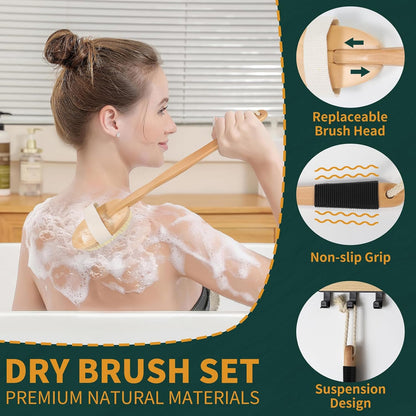 DEBETOOL Dry Brush Set with 3 Replacement Heads for Body & Face