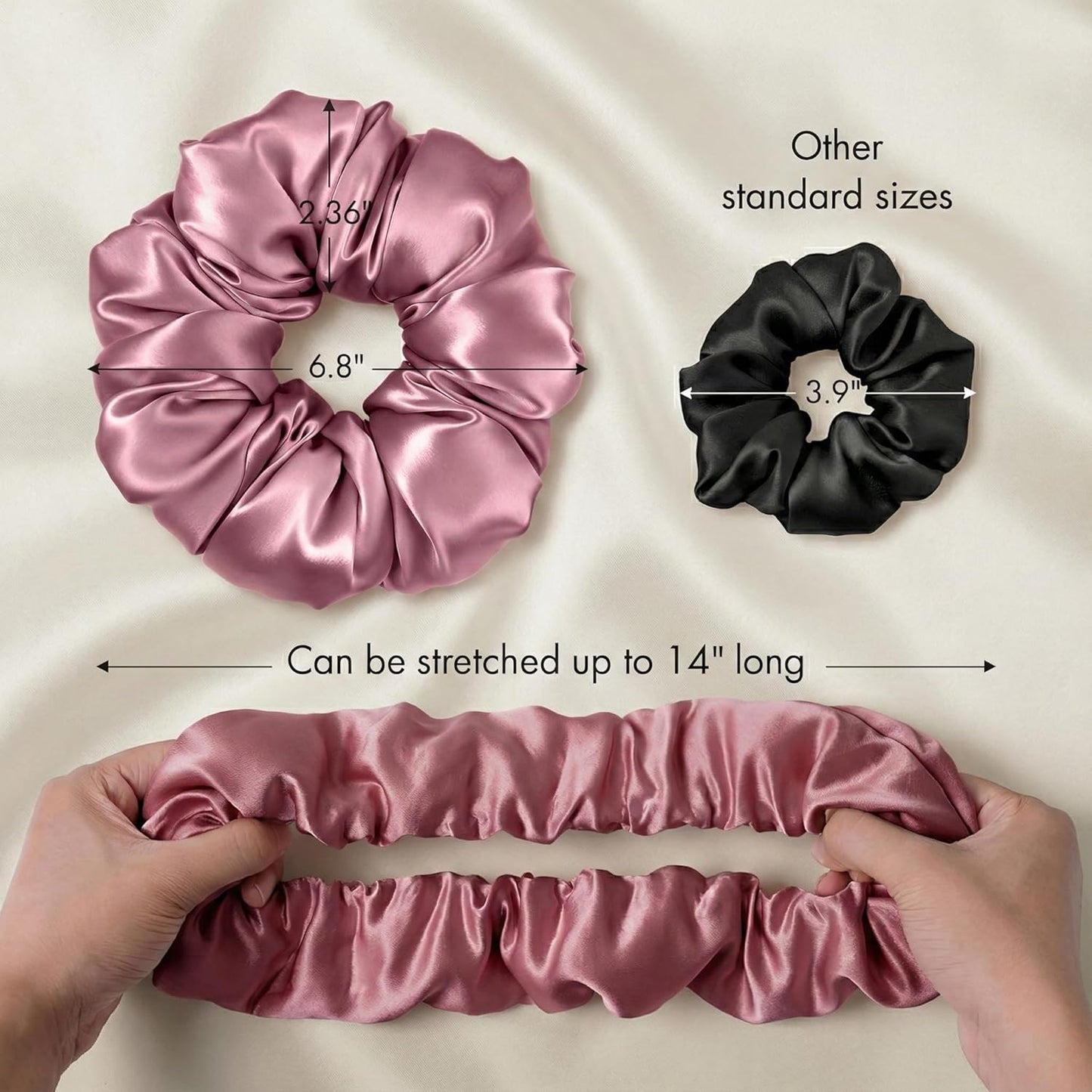 Silmer 22 Momme Silk Pillow Scrunchie Air, Oversized Lightweight Mulberry Silk Hair Tie with High Elasticity, Soft Padded No Crease Ponytail & Sleep Holder (Dusty Rose, 1Pc)