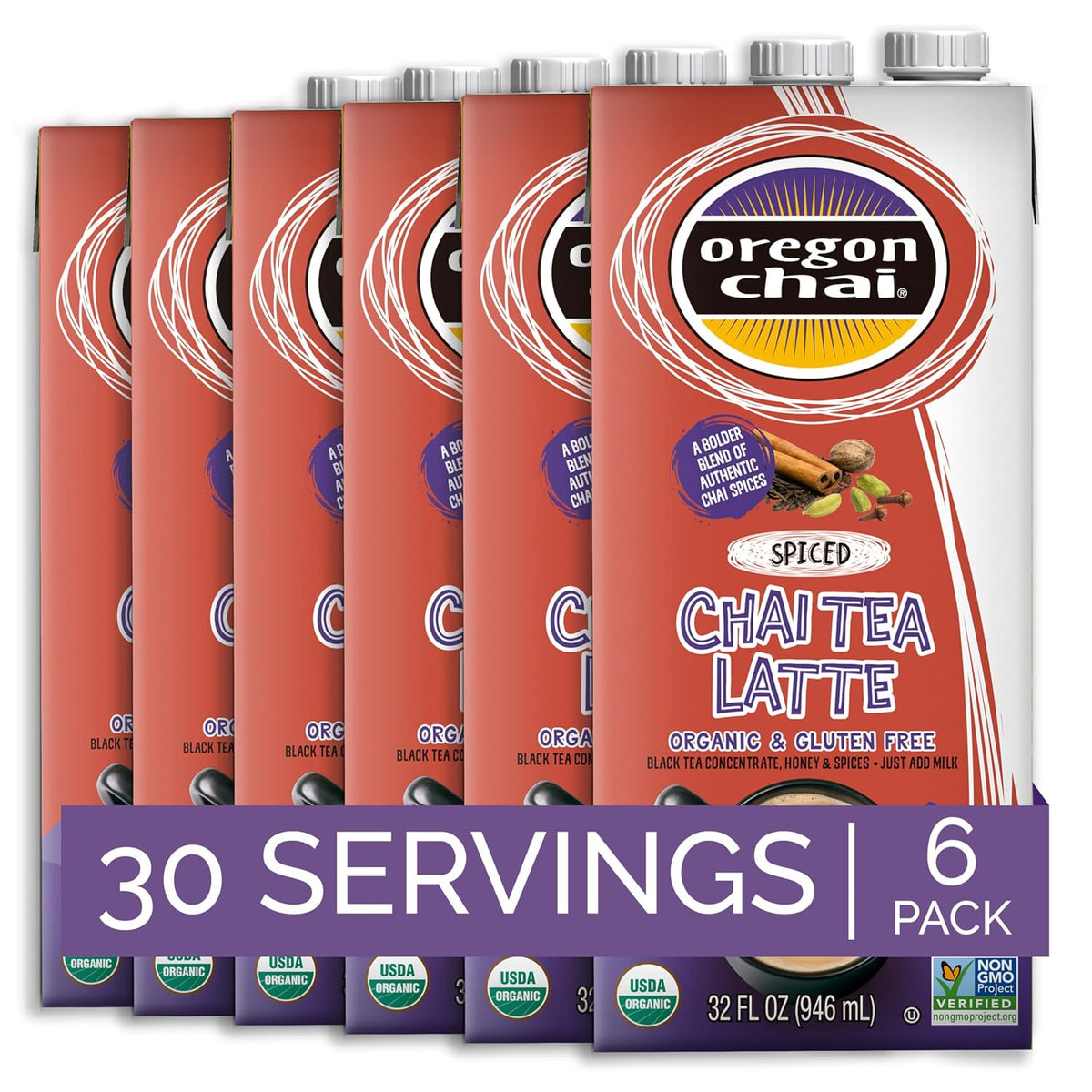 Oregon Chai Sugar Free Chai Concentrate, 32 Fluid Ounce (Pack of 6)