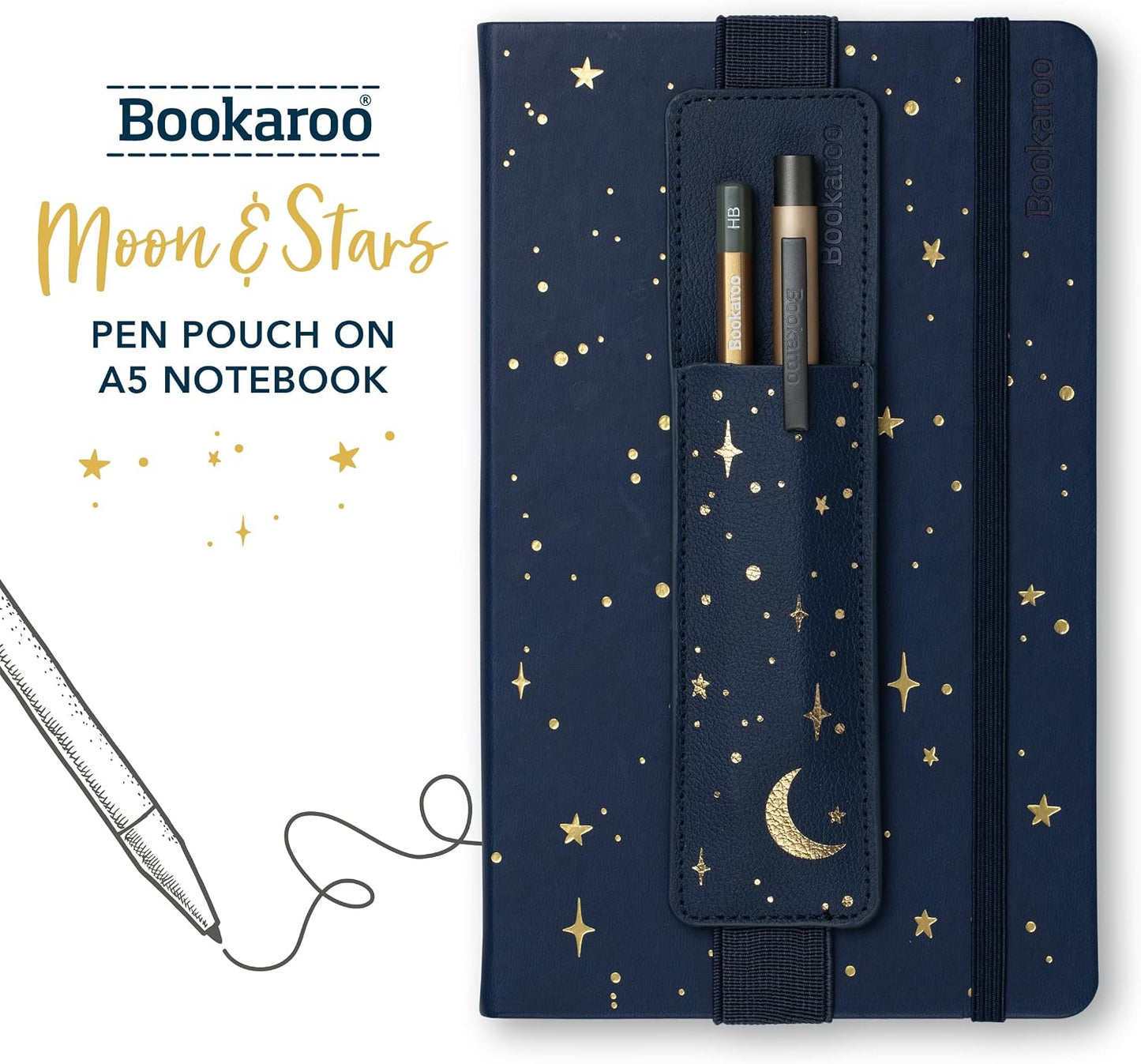 IF Compact Book Light - Moon & Stars, Dark Blue/Gold
