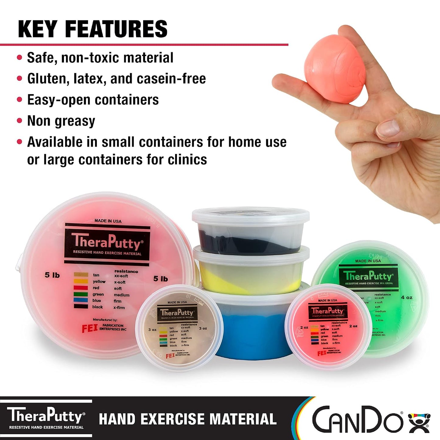 CanDo Theraputty Plus Hand Exercise Putty for Rehabilitation, Exercises, Hand Therapy, Hand Strengthening, Stress Relief - Yellow 4 oz X-Soft