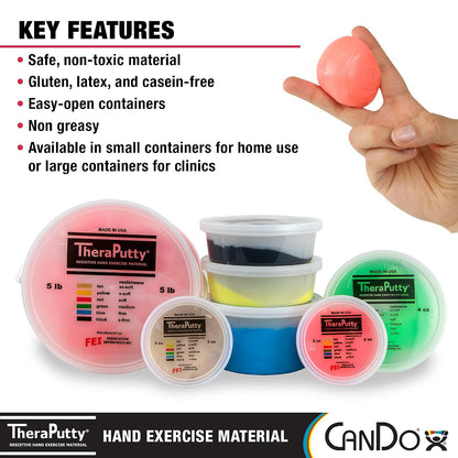 CanDo Theraputty Plus Hand Exercise Putty for Rehab, Exercise, Physical and Occupational Therapy, Strengthening, 1 lb Blue Firm