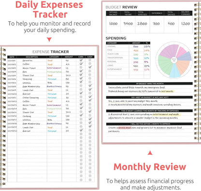 Budget Planner - Monthly Budget Book with Expense Tracker Notebook, Undated Bill Organizer & Finance Planner to Take Control of Your Money, Account Book to Manage Your Finances-Pink