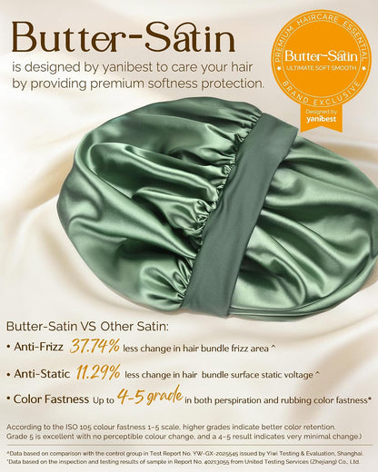 YANIBEST Silk Bonnet for Sleeping Women, Double Layer Hair Satin Bonnets with Elastic Band, Sleep Cap Curly Natural Hair