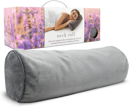DreamTime Hot or Cold Neck Wrap, Microwaveable Heating Pad for Shoulders, Calming Lavender and Peppermint Aromatherapy, Freeze to Soothe Pain, Soft Silky Spa Pillow