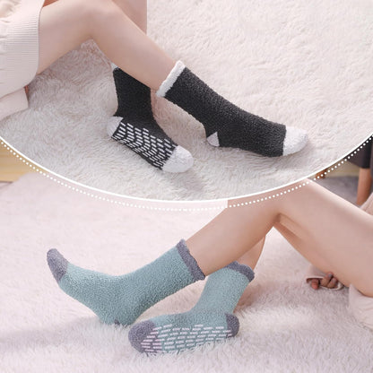 LINEMIN Non-Slip Fuzzy Socks for Women - Cozy Hospital Soft Fluffy Socks With Grips - Winter Warm Slipper