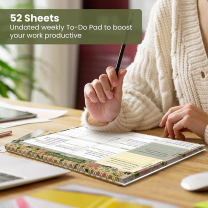 Weekly To Do List Notepad with 52 Undated Sheets（8.5"×11"）- Undated Weekly Planner Notepad for Office Desk Accessories and Supplies - Sunshine Petal