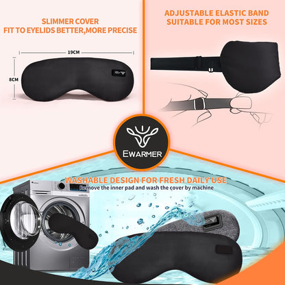 Heated Eye Mask for Dry Eyes Relief, Precise Heating Fits Eyelids,FSA-HSA Eligible,Engineered Cordless Warm Eye Compress for MGD, Styes, Slimmer Silk Sleep Eyeshade,Washable, Rechargeable