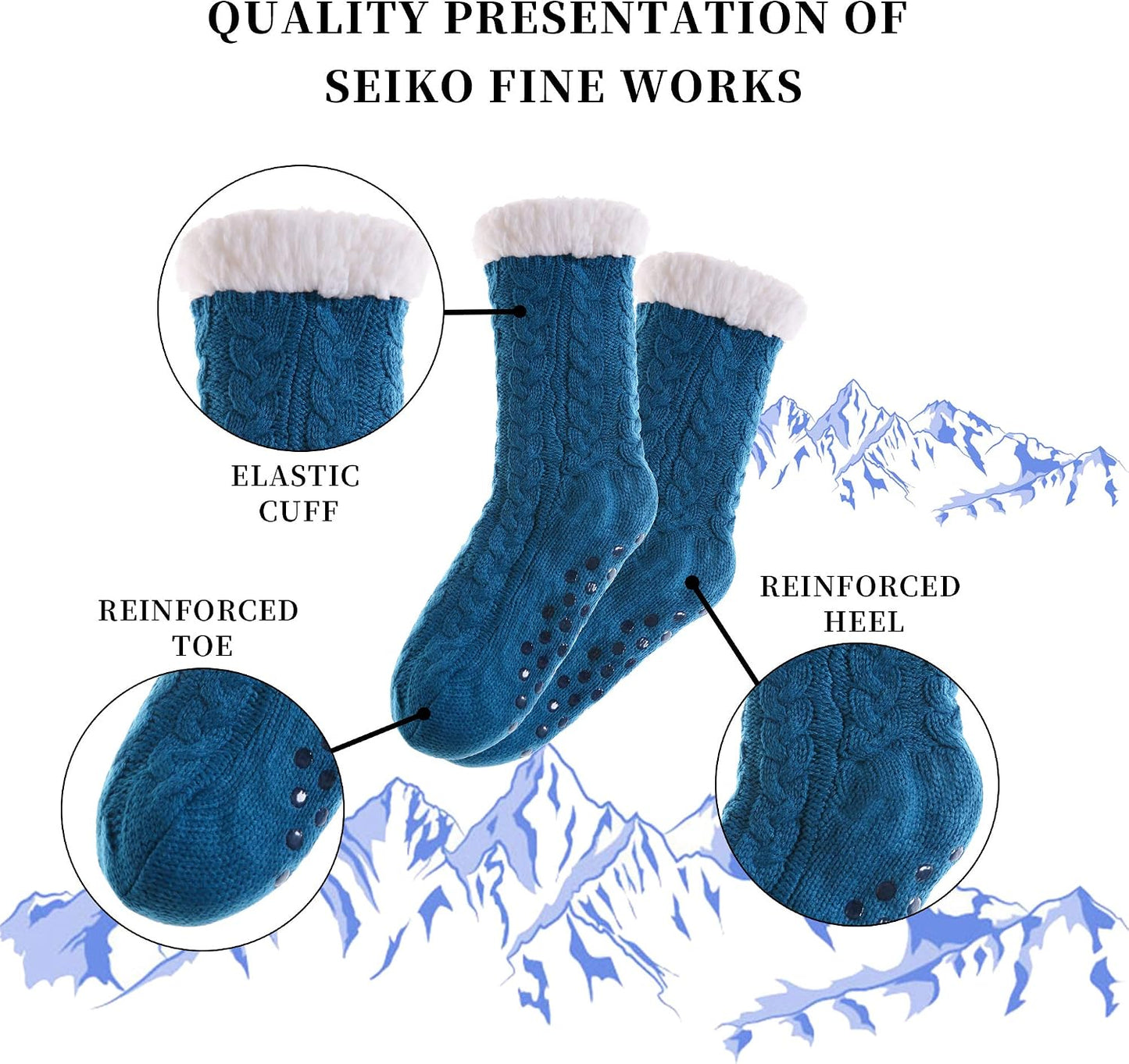 SDBING Women's Winter Super Soft Warm Cozy Fleece Lined Fuzzy Slipper Socks with Grippers
