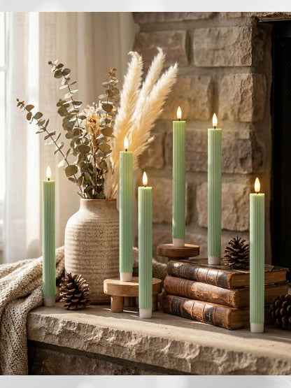 Treela 24 Pcs Flameless Taper Candles Battery Operated Bulk Fake Candles Light LED Candle Sticks Flickering Tapered for Easter Wedding Anniversary Decoration(Basic,11 Inch,Ivory)