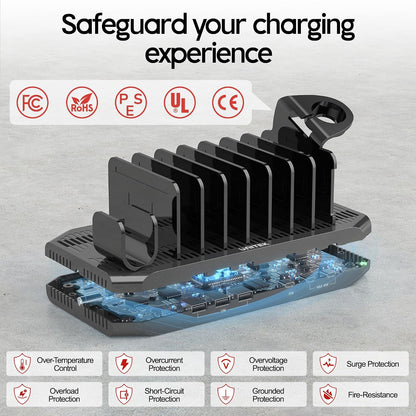 Unitek 10-Port Charging Station, USB Charger Organizer for Multiple Device
