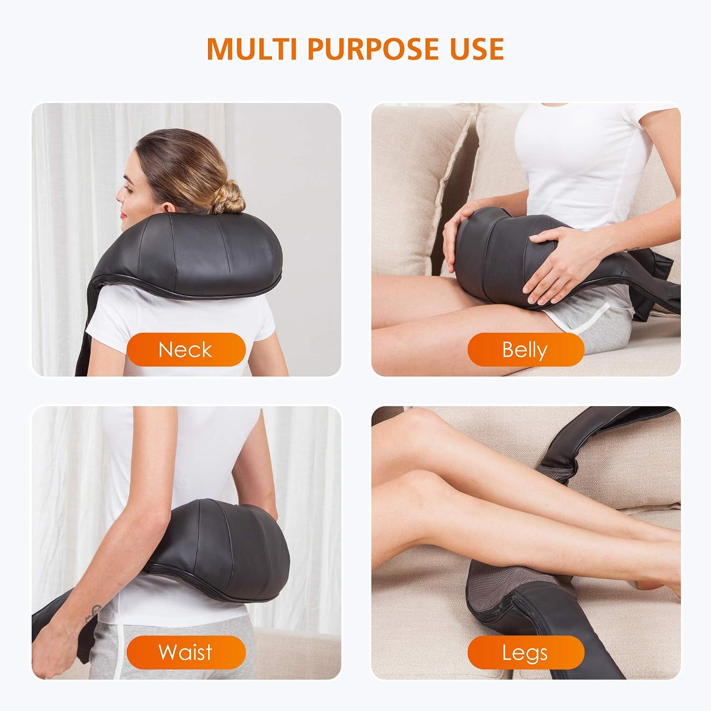 Snailax Cordless Massager - Shiatsu Neck and Shoulder Massager with Heat, FSA Eligible, Portable, Lumbar, Back Electric Massage Pillow, Gift for Woman, Mom, Dad