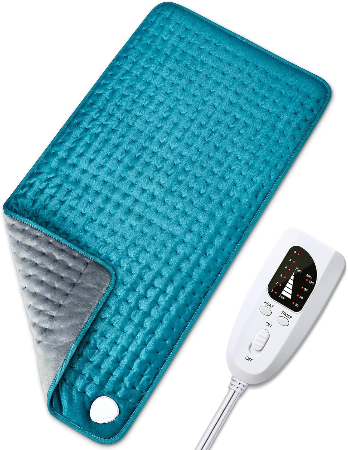 Heating pad for Back/Shoulder/Neck/Abdomen, Heating Pads with 6 Fast Heating Settings, Auto-Off, Machine Wash, Birthday Gifts for Women Mom Men Dad, Extra Large 12"x24", Blue
