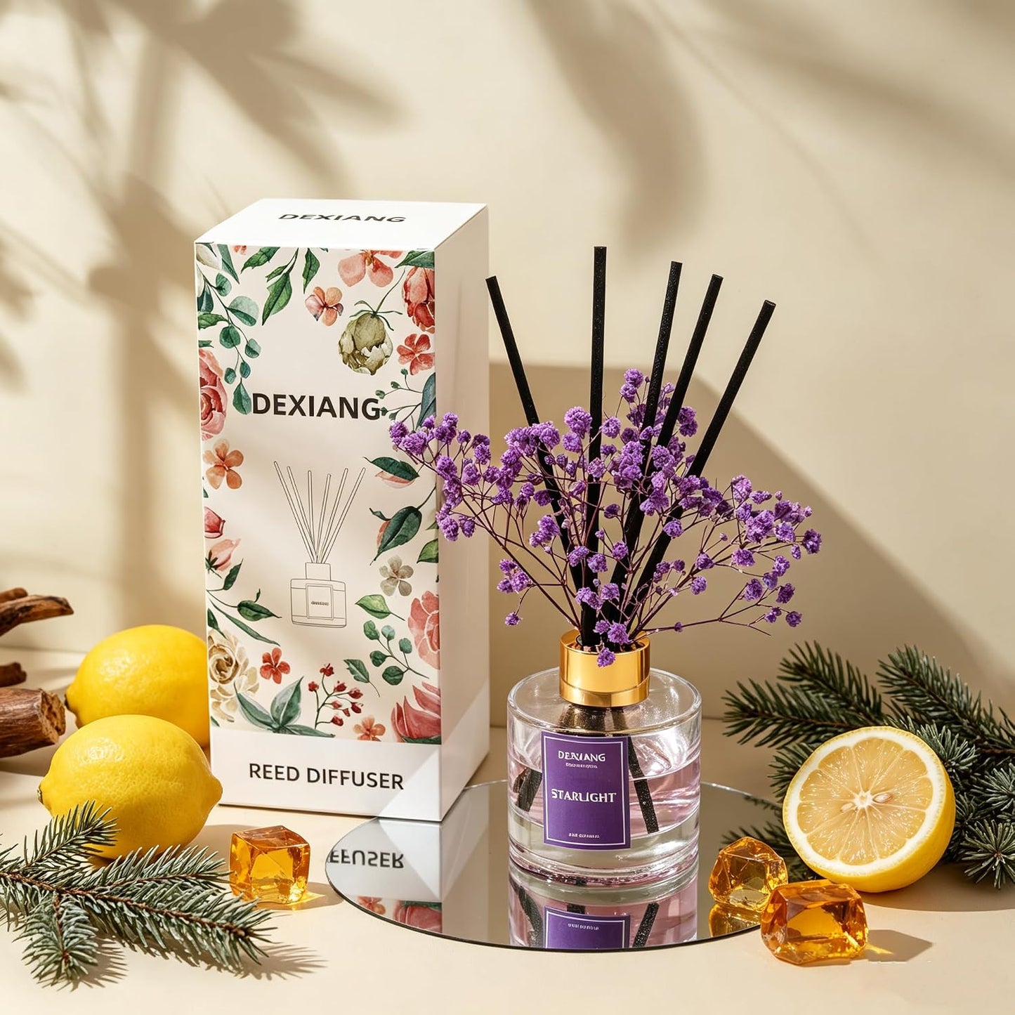 Reed Diffuser Set, Coconut 3.38 fl oz Oil Home Fragrance Bathroom Decor