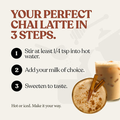 Blue Lotus Chai - Traditional Masala Chai - Makes 100 Cups - 3 Ounce Masala Spiced Chai Powder with Organic Spices - Instant Indian Tea No Steeping - No Gluten