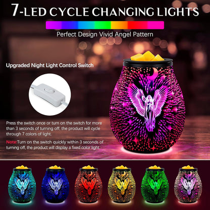 Wax Melt Warmer for Scented Wax- Glass Wax Melter for Home Fragrance with Removable Tray, Essential Oil Warmer Wax Cubes Burner Aroma Night Light for Home Office Bedroom Decor Gifts for Women
