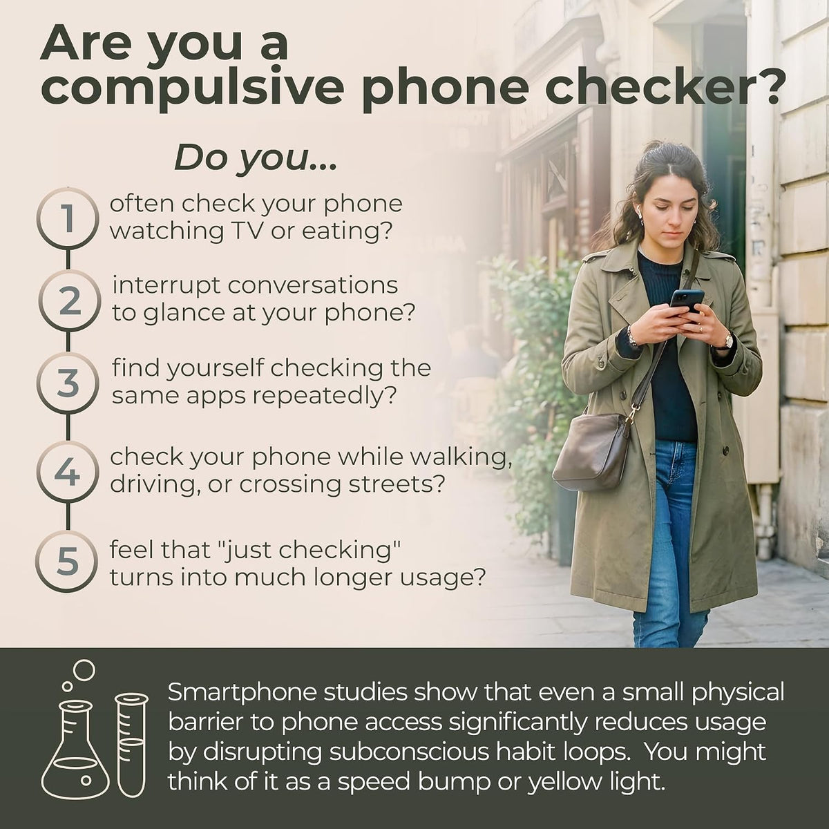 Mindsight PhoneBlock to Reduce Compulsive Phone Checking | Silicone screen cover w/ elastic strap fits most iPhones & Samsungs | Promotes Mindful Phone Use | Home, Office, Outdoors | Less Phone, More Life