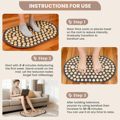 Feet Acupressure Mat, Wood Foldable Foot Massager Mat, Portable Pressure Point Massage Pad, Anti Fatigue Office Standing Desk Pad, Reflexoloy mat, Stand Up Pad, Relieve Foot Pain