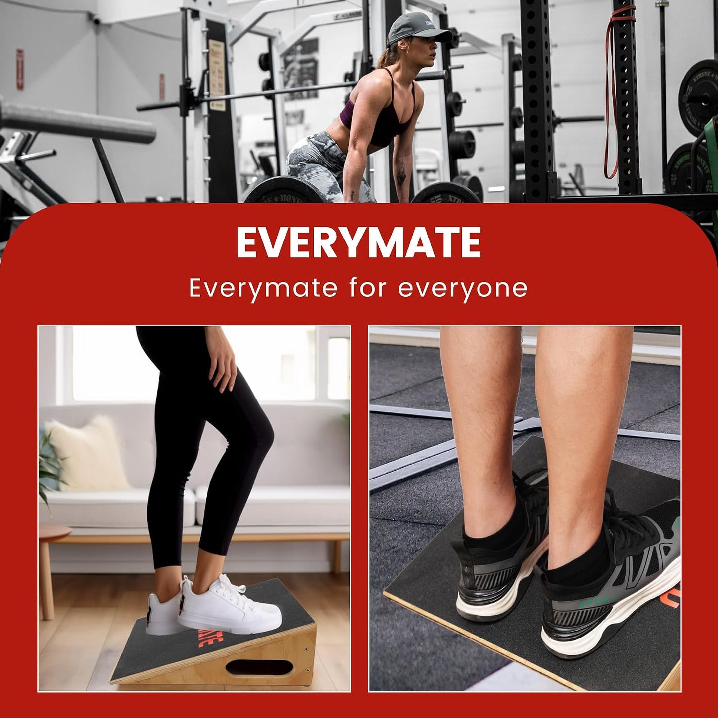 EVERYMATE Heavy-Duty Wooden Slant Boards for Exercise & Calf Stretch – 19.7" Wide Incline Board for Squats, Non-Slip Surface, Fixed 25° Angle for Strength & Flexibility Training, 1200 lbs Capacity