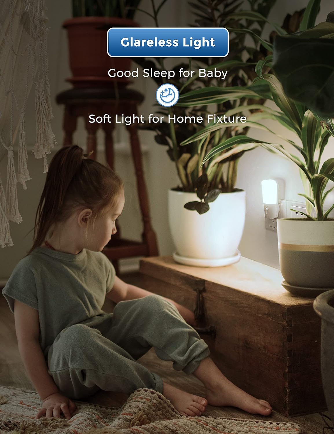 LOHAS-LED Amber Night Light, Dimmable Plug in Night Light with Light Sensor, Yellow Kids Nightlights, 5-80LM Sleep Light for Nursery, Bedroom, Bathroom, Hallway, Stairway, 2Pack
