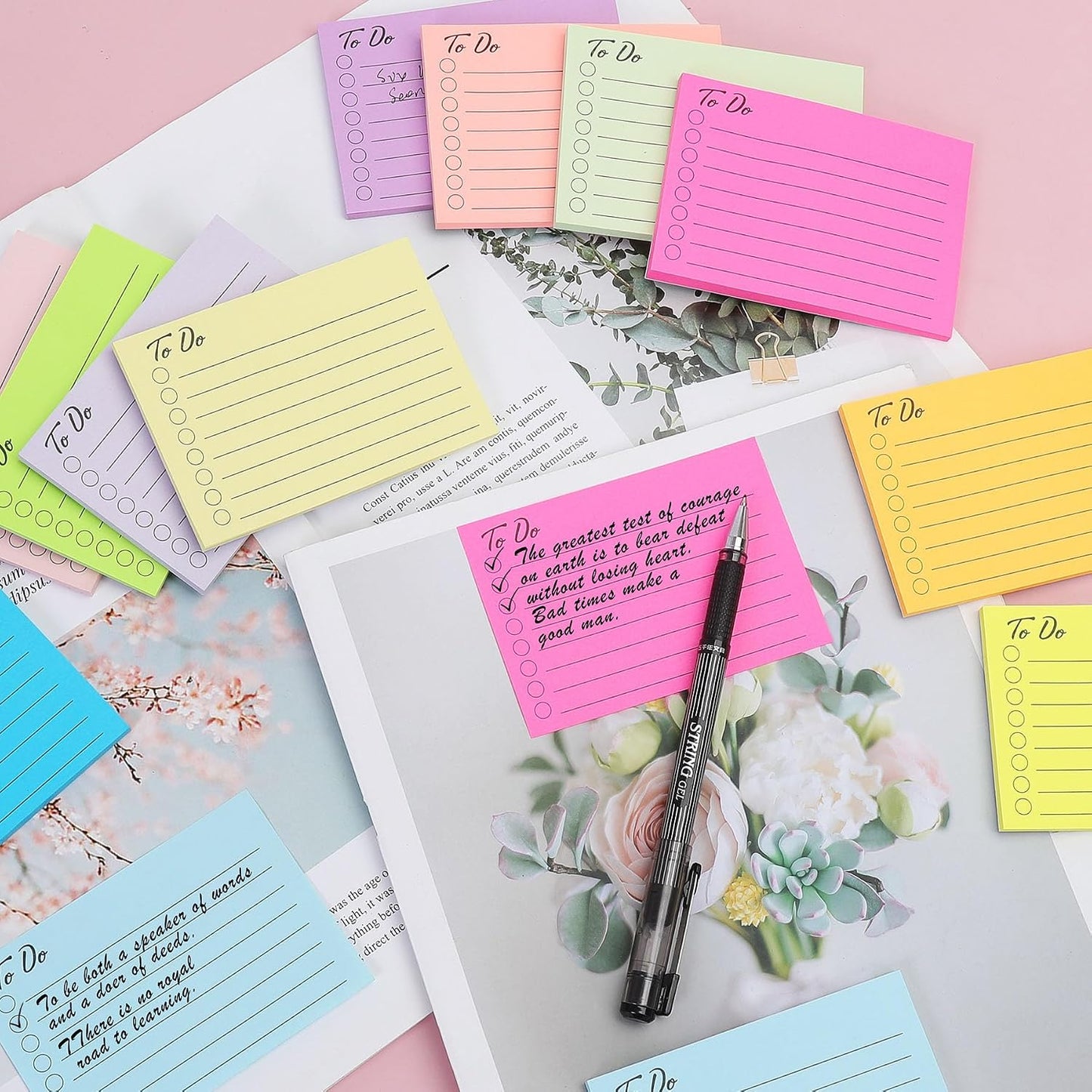 HQCME 12 Pads to Do List Sticky Notes, 504 Sheets, 3x4 Inch with Line Adhesive Memo, 12 Bright Multi Colors Lined Self-Stick Note Pads, to Do List Notepad, Easy to Use for Home, Office, Notebook