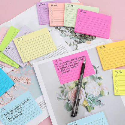 HQCME 12 Pads to Do List Sticky Notes, 504 Sheets, 3x4 Inch with Line Adhesive Memo, 12 Bright Multi Colors Lined Self-Stick Note Pads, to Do List Notepad, Easy to Use for Home, Office, Notebook
