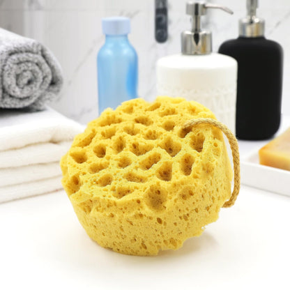 myHomeBody Bath Sponge, Foam Loofah, Body Scrubber for Bathing, Exfoliating Shower Pouf for Shower – Large Size, Lots of Lather, Curvy, 3 Pack