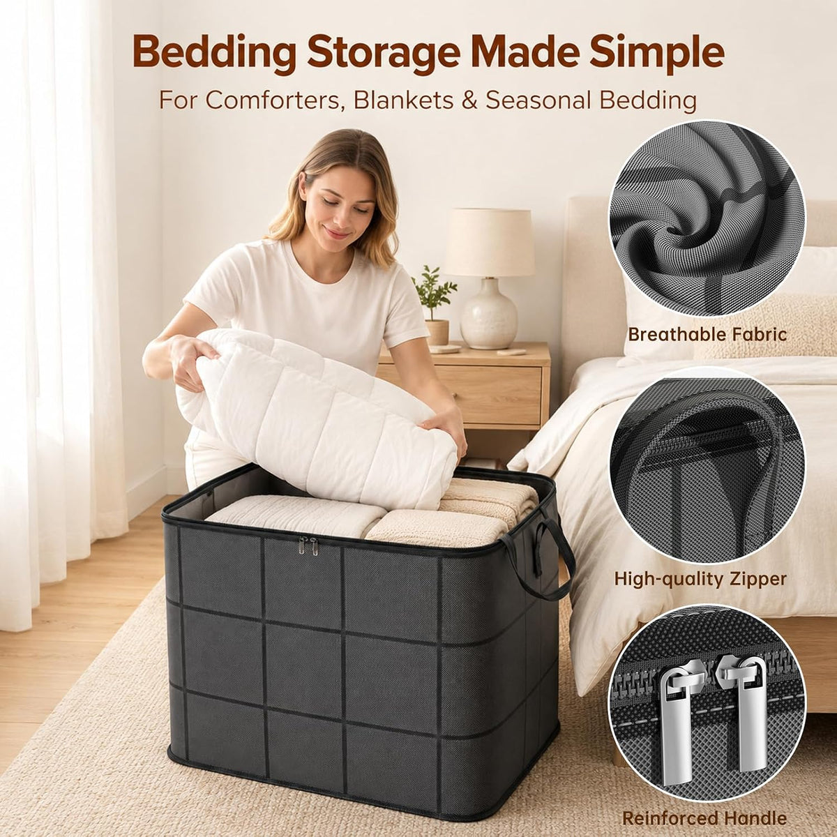 XL Foldable Storage Bag with Reinforced Handles, 180L Large Capacity