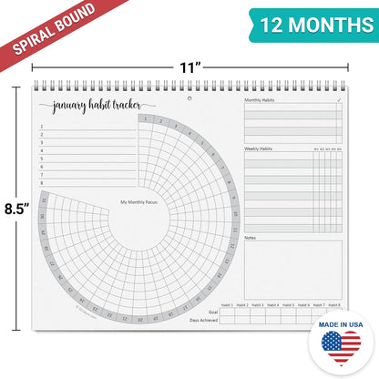 321Done Habit Tracker Calendar Pad, 8.5x11 Monthly, Made in USA