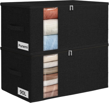 punemi 60L Sturdy Comforter Storage Bag, Blanket Organizer, Grey